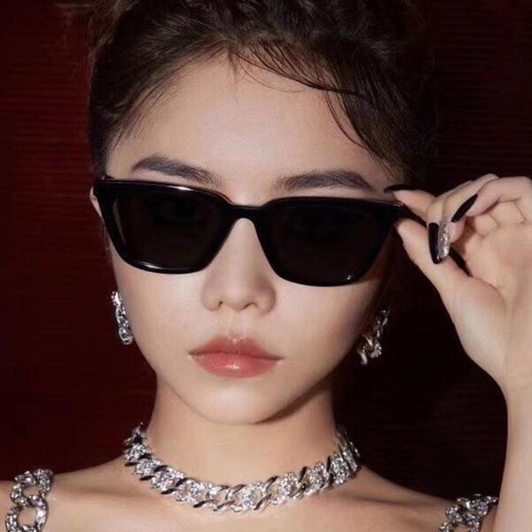 

sunglasses 2021 vintage women's small frame cat eye glasses bright black fashion uv400, White;black