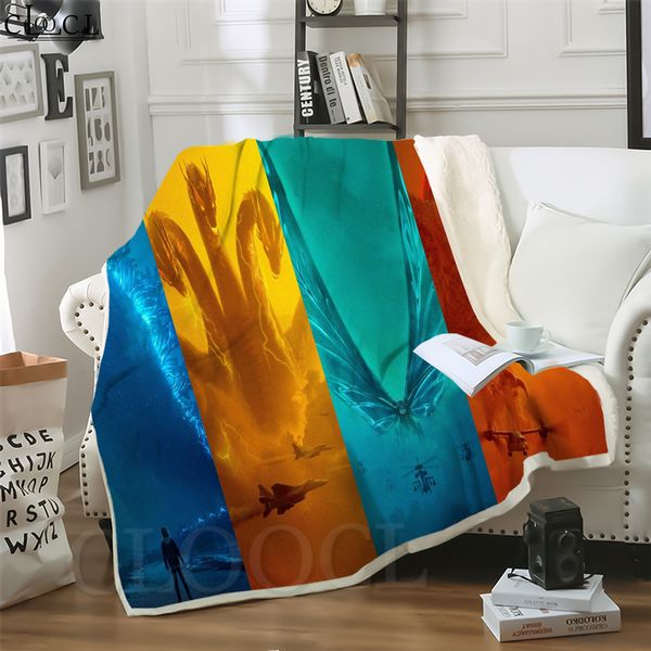 

cloocl blankets sci-fi monster movie godzilla 3d print casual style air conditioning blanket sofa teens bedding throw plush quilt