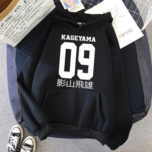 

men's hoodies & sweatshirts anime haikyuu white 09 kageyama tobio hoodie male fashion autumn sweatshirt harajuku tracksuit for mens com, Black