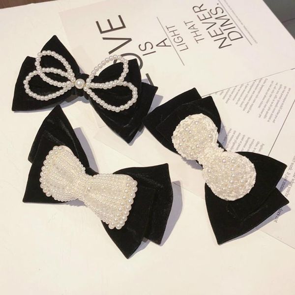 

hair clips & barrettes korean velvet fabric hairpin pearl bow sweet for girls hairgrip headpiece accessories bridesmaid jewelry, Golden;silver