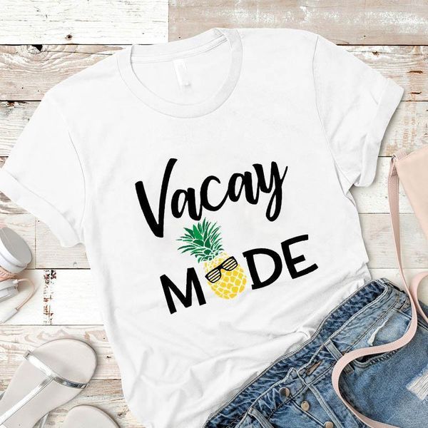 

women lady t shirt fresh pineapple beach mode fruit printed tshirt ladies tee shirt women female clothes graphic t-shirt, White