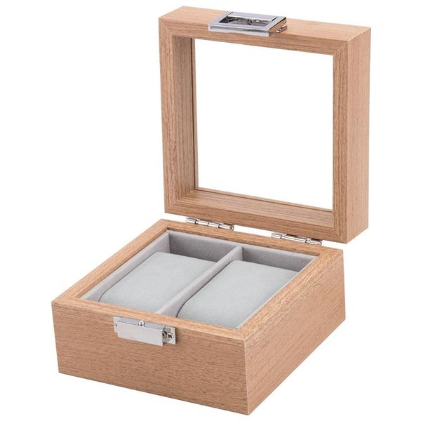 

watch boxes & cases 2 grid men's and women's box storage for display cabinet stand jewelry gift, Black;blue