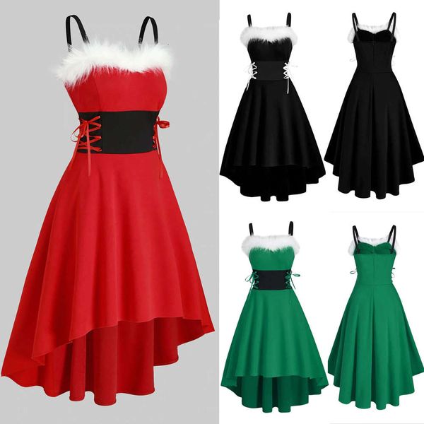 

2020 autumn red off shoulder black tie waist bow sling dress, Gray