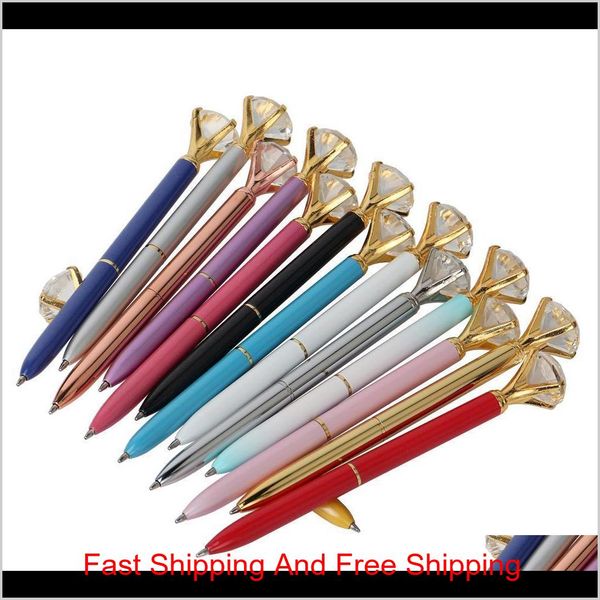 

luxury metal crystal diamond pen 8 colors polka dot ball pens fashion 19 carat large diamond ballpoint pens bbylpc g87da pz0lf, Blue;orange
