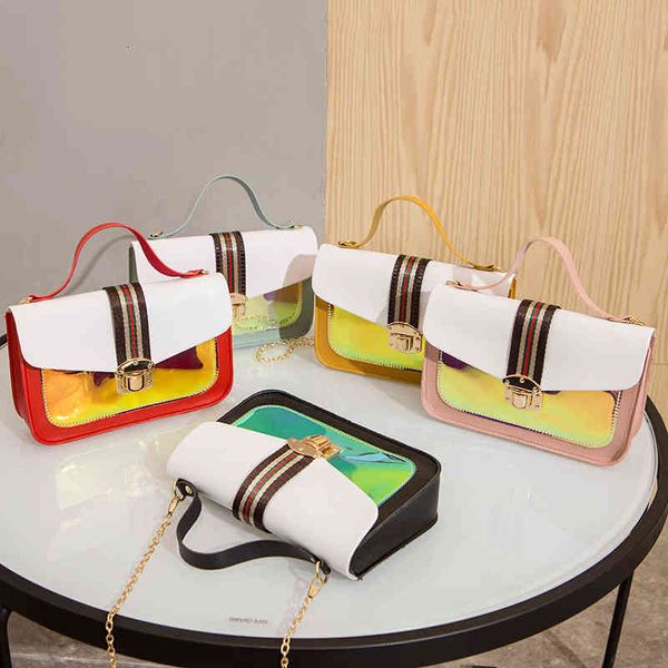 

handbag ladies bags2021 fashion laser contrast color single shoulder messenger women's, Black;red