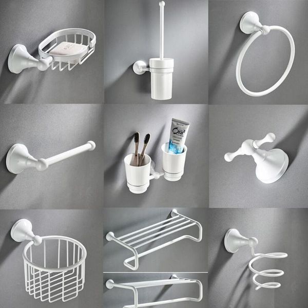 

bath accessory set white bathroom hardware accessories brass toilet brush holder double cup towel bar ring hair dry