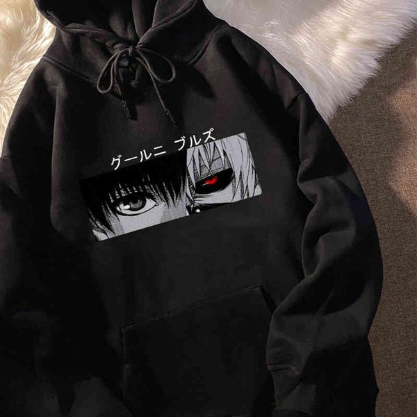 

tokyo ghoul kaneki ken ey japan anime print pullovers hoodie men loose hip hop sweatshirt punk streetwear harajuku women hoody, Black