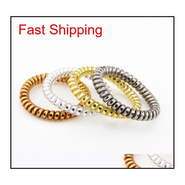 

multicolor metallic elastic spiral shape ponytail hair ties plastic spring gum hairband ru qyluuk bdefashion, Silver