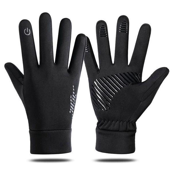 

cycling gloves autumn winter ski men women windproof warm non-slip touch screen outdoor sports running soft comfortable, Black