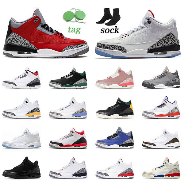 

womens mens 3 3s basketball shoes jumpman international flight black cement laser orange white purple court purple sports sneakers trainers