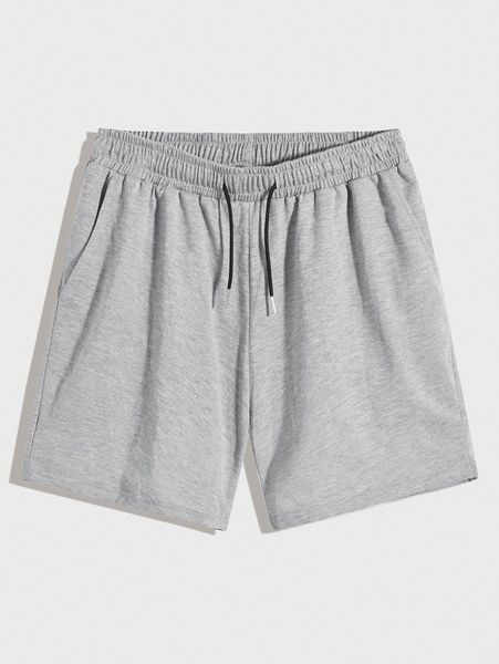 

men drawstring waist solid track shorts f0dz#, Black