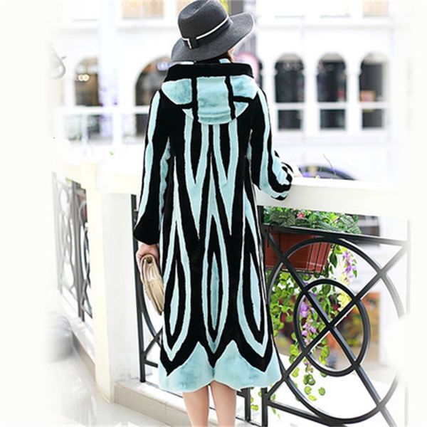 

long stylish fake rabbit fur coat n21 8q96, Black