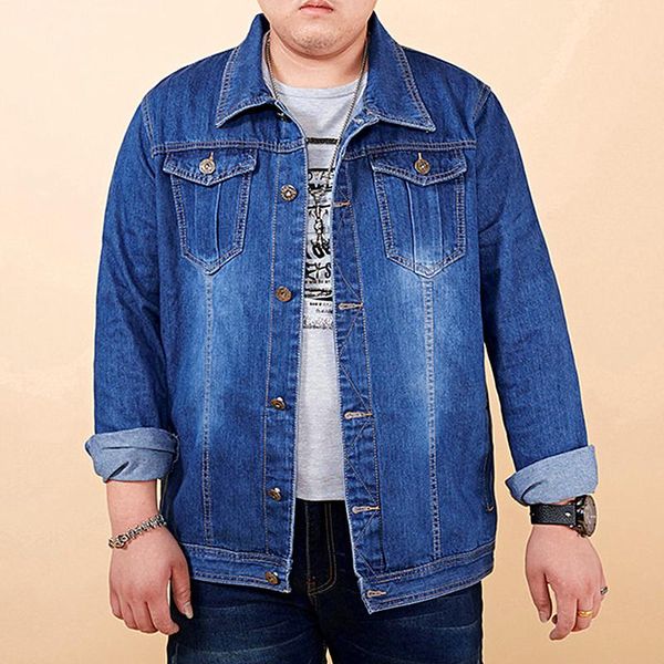 

plus size 7xl 8xl denim jackets men 2021 autumn winter classic vintage casual jeans jackets fashion hip hop male streetwear fat, Black;brown