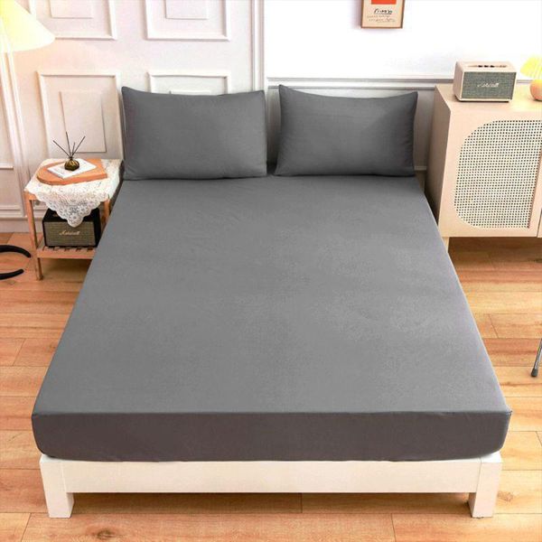 

sheets & sets ( product update)1pc 100%polyester solid fitted sheet mattress cover four corners with elastic band bed sheet(no cases)
