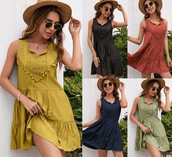 

women's summer loose solid color dress, Black;gray