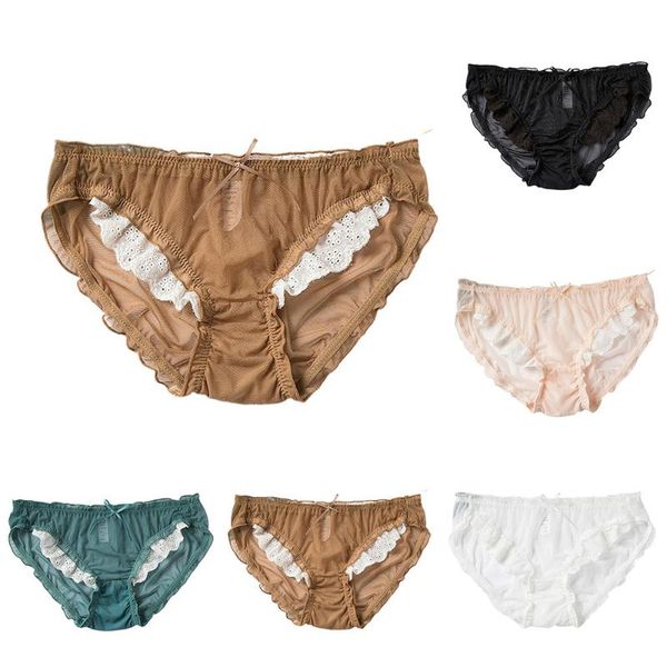 

women's panties womens lace knickers briefs comfy mesh see through underwear pants, Black;pink