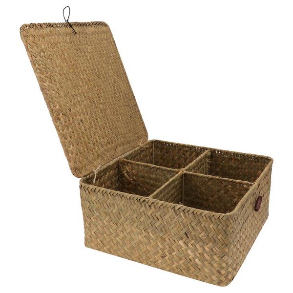

storage baskets 1pc household straw woven basket tea table container desktop