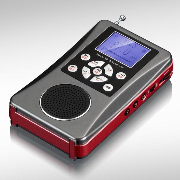 

radio portable stereo fm mw sw mic recorder full band radios broadcast charging card mp3 player audio input speaker