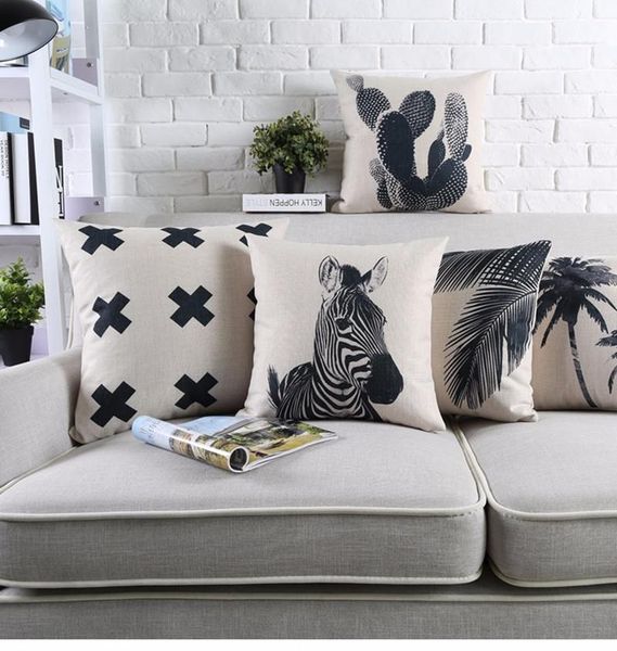 

cushion/decorative pillow tropical style black and white geometric printed cushion cover decorative sofa throw car chair home decor case