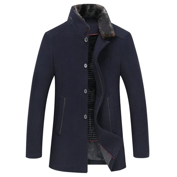 

2021 winter new natural fur collar manteau homme thick detachable liner pansky kabat, Black