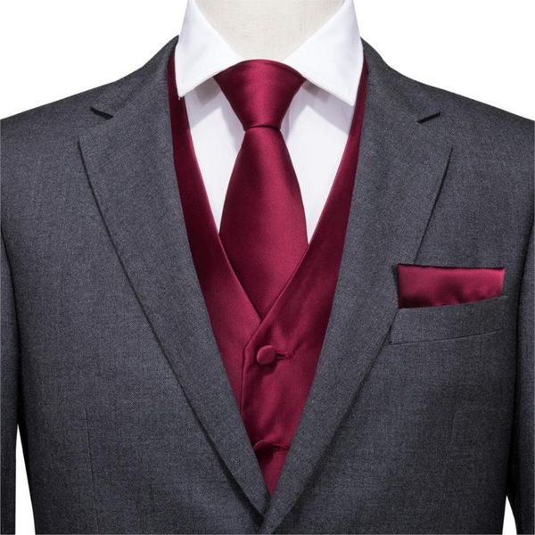 

men's vests hi-tie 100% silk wine red vest suit dress set for men smart casual male waistcoat business formal jacket, Black;white