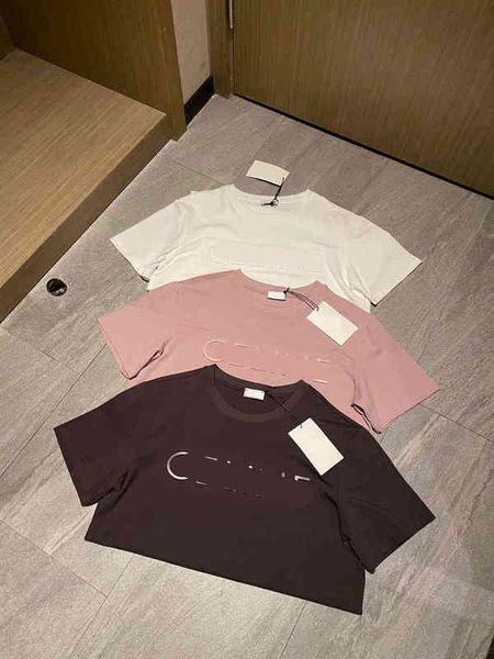 

2022 factory wholesale new printed large cotton women's t-shirt steel printed letters short solid color simple ins basic half sleeve pu, White