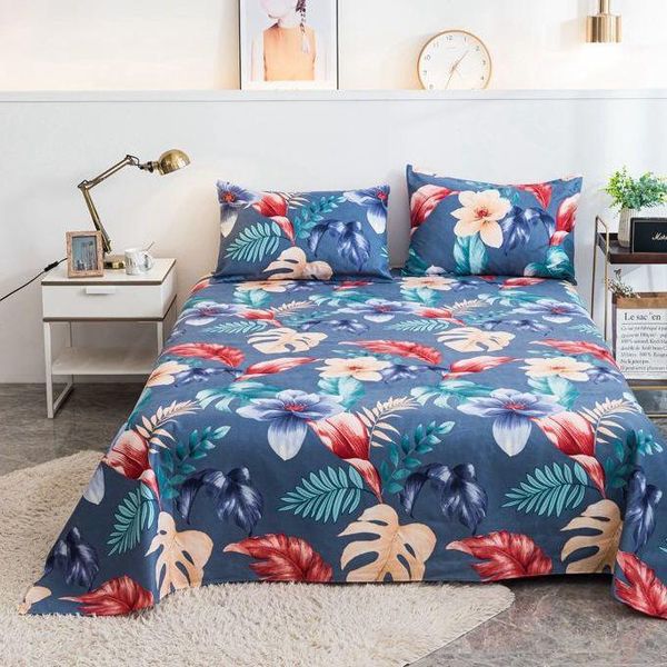 

sheets & sets skin-friendly thicker bed sheet single piece leaf pattern king size cotton set fitted home