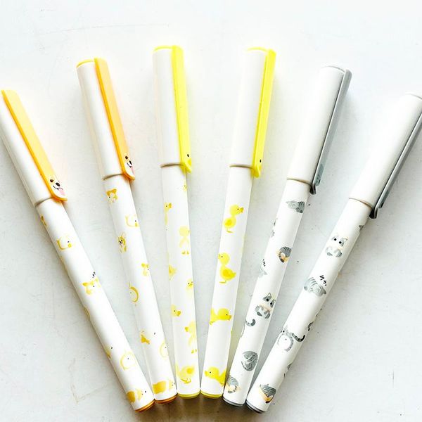 

gel pens 1pc cute cartoon dog duck cat pen writing signing tool school office supply student stationery 0.38mm black ink