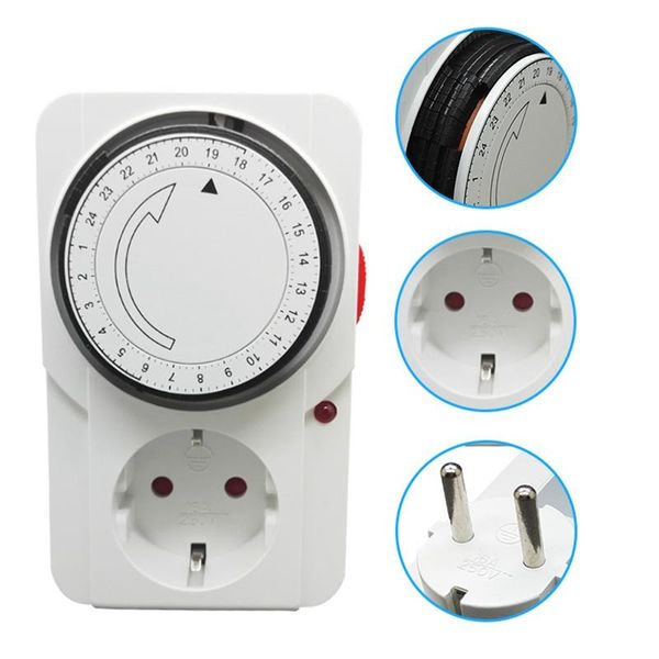 Timer Universale 110V 230V Spina EU/US/UK Interruttore timer Presa standard EU/UK/US Temporizzazione 24 ore Presa meccanica 16A