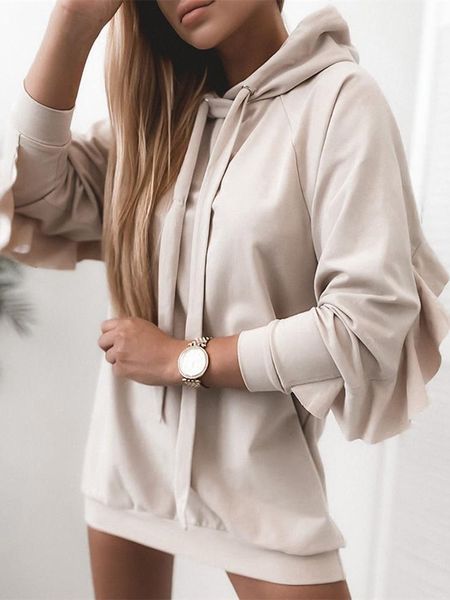 

2021 new babados moletons oversized casual manga longa hoodies slidos feminino moletom longo 3a2m mpvc, Black