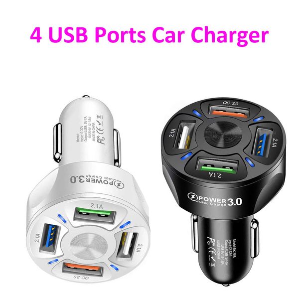 4 Ports USB-Autoladegeräte 48 W Schnell 7 A Mini-Schnellladung für iPhone 14 Pro Xiaomi Huawei Handy-Ladegerät-Adapter im Auto