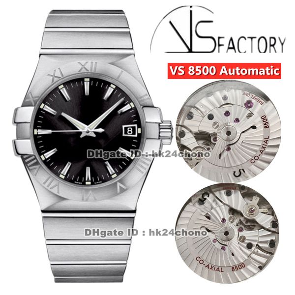 

2021 vs 38mm stainless steel cal.8500 automatic mens watch 123.10.38.21.01.001 black dial stainless steel bracelet gents watche, Slivery;brown