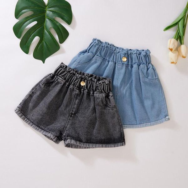 

girls denim shorts kids pants summer casual pants fashion children wear comfortable shorts jeans, Black