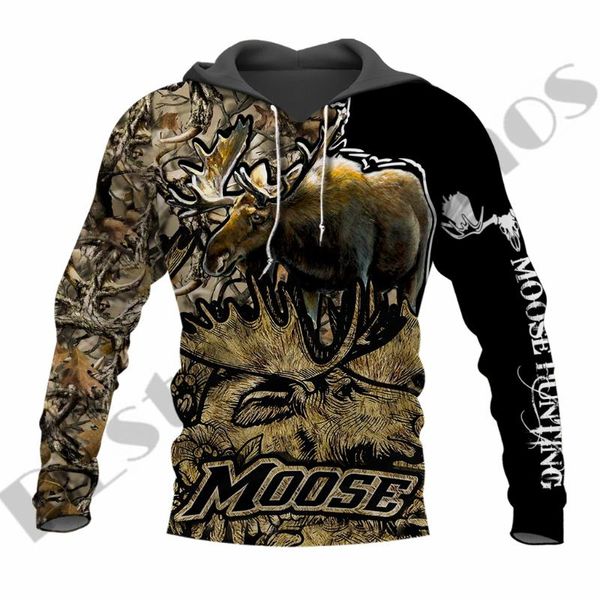 

men's hoodies & sweatshirts plstar cosmos 3dprinted est camo hunting moose harajuku streetwear funny unique casual hoodies/sweatshirt, Black