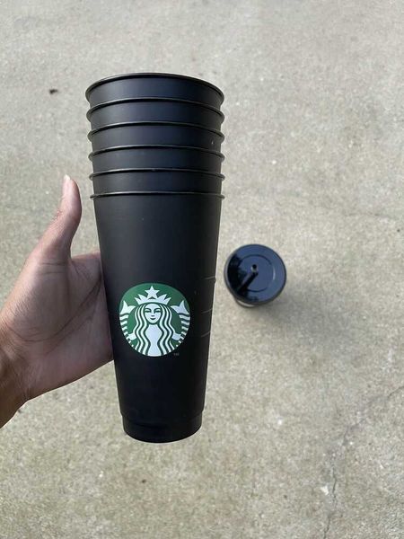 

starbucks acrylic cold water cup with straw, 24oz- matte black