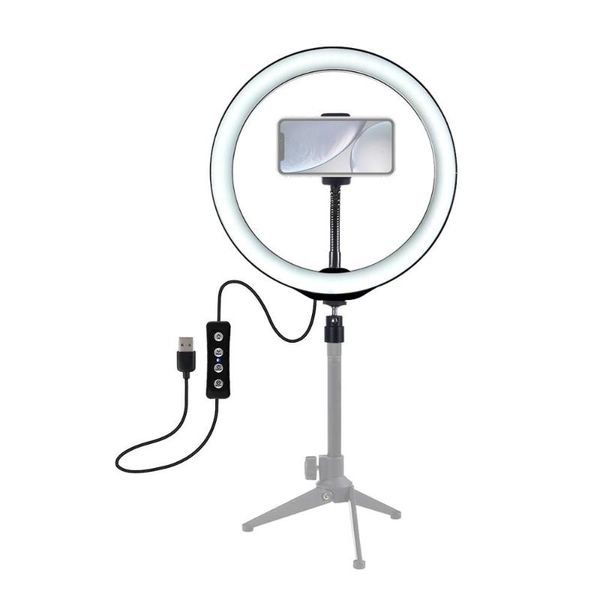 

flash heads puluz 10.2 inch 26cm usb 3 modes dimmable led ring vlogging selfie pography video lights with cold shoe tripod ball head
