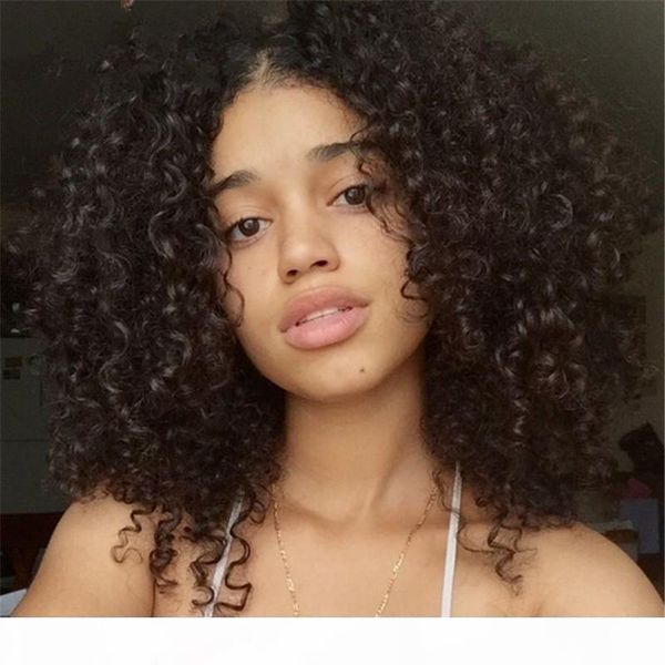 

brazilian virgin human hair curly style lace front wig with baby hair natural hair line glueless 8a full lace wig for black woman, Black;brown
