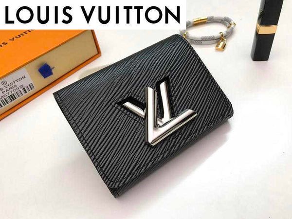 

brand designer wallet luxury u6jq key m67709 toothpick pattern card black leather pouches compact long holders wallets chain, Black;red