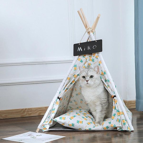 

cat beds & furniture pet supplies breathable solid wood bracket tent linen easy to install house removable and washable with soft dog mat