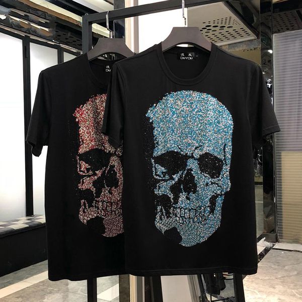 

2021 new tshirt big skull pattern t-shirt men short sleeve funny t shirts stylish camiseta hombre summer mens clothes fzw8659 gvki, White;black