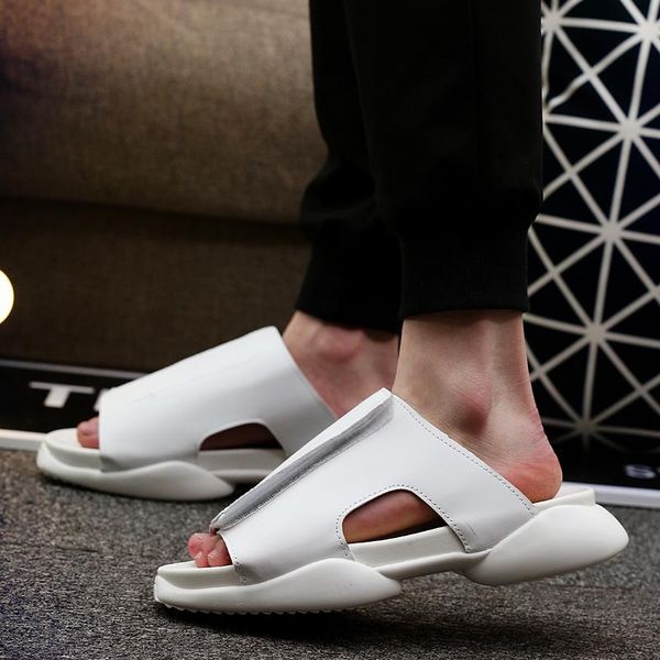 

seak men rome flip flops trainers men platform casual shoes slippers slides summer flats cool street style sandals, Black