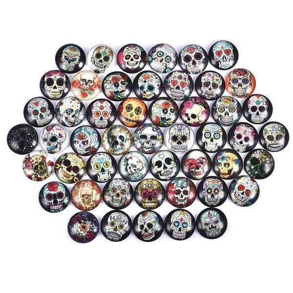 

ewelry Making Jewelry Findings & Components 50pcs Mixed Skull Ghosts Glass Cabochon Dia 12/20/25mm Round Cabochons Demo Flat Back for...