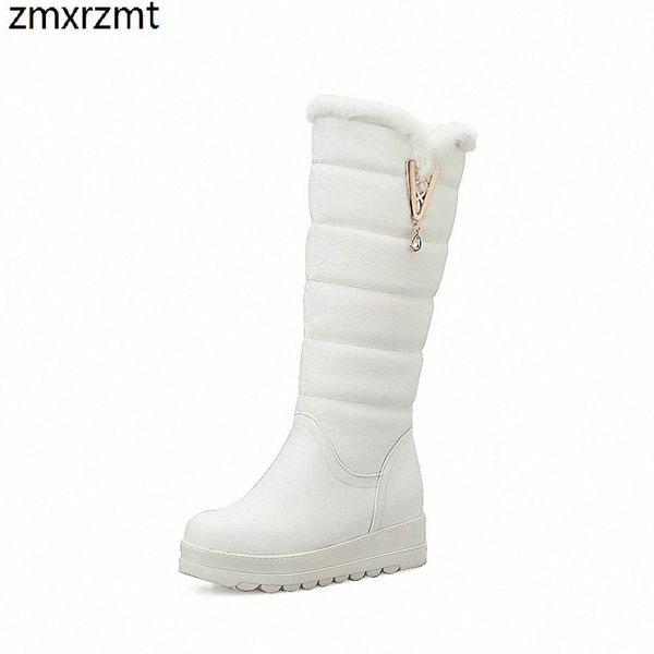 

2019 women knee high snow boots 6cm high heel women shoes to keep warmin winter party shoes large black white pink boots shoes an l1iz#