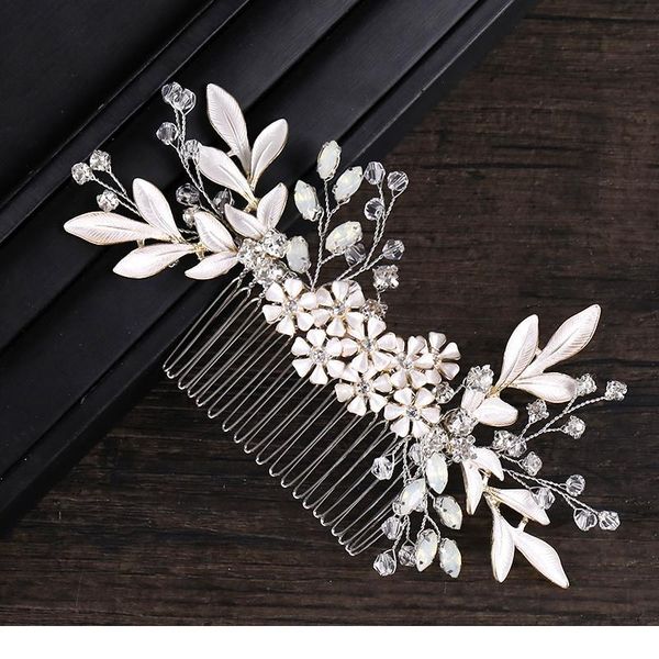 

crystal silver color leaf flower hair comb bridal hair accessories wedding headpiece hair ornaments bride jewelry jllakq