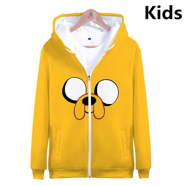 

men's hoodies & sweatshirts 3 to 14 years kids zipper finn and jake the dog face 3d hoodie sweatshirt boys girls warm cardiga, Black