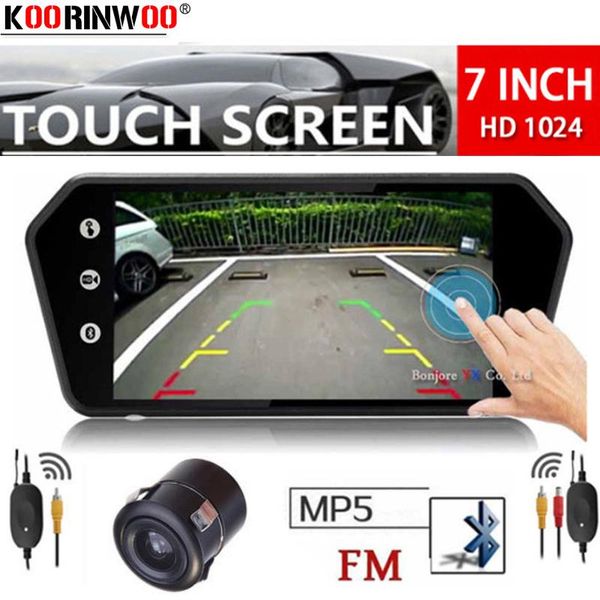 

car video koorinwoo 2.4 wireless touch display 7" parking system mp5 bluetooth usb fm vehicle rear view camera reverse backup kit