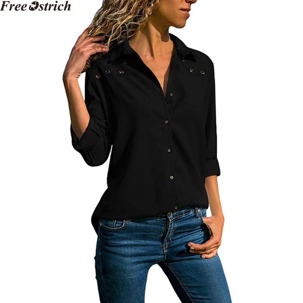 

women's blouses & shirts women casual loose long sleeve blouse chiffon summer arrivals v-neck white female button ladies plus size