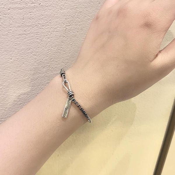 

link, chain normcore style ins special-interest design retro distressed letter simplicity bracelet female personality online red, Black