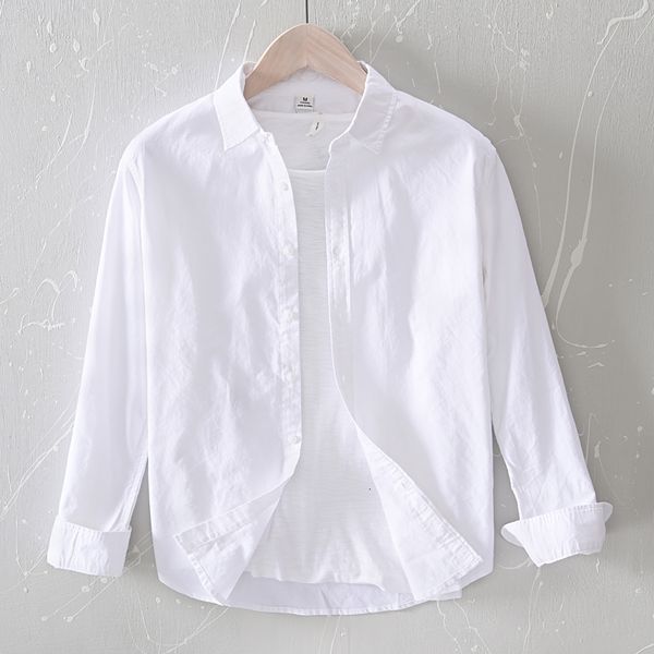 

2021 new arrival spring and summer white cotton brand long sleee shirts for men casual fashion shirt mens chemise 4ksr