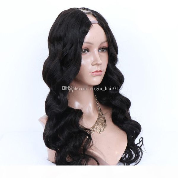 

u part wigs human hair middle part for black women natural black brazilian remy hair wigs body wave human hair wigs, Black;brown